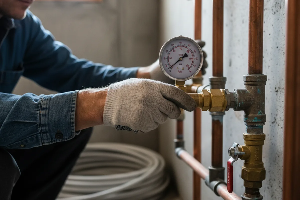 Pressure testing a repaired line during Water Line Repair in Kernville